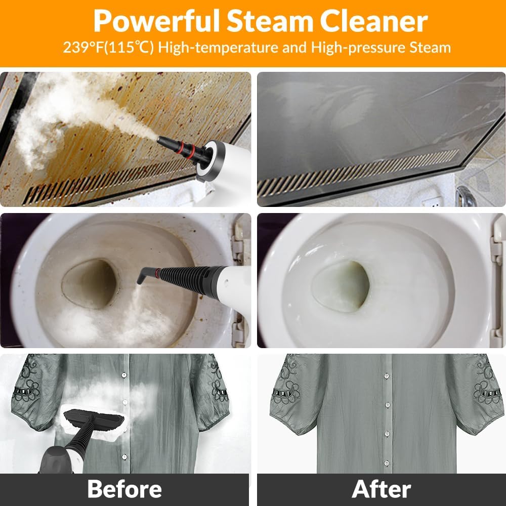 Pressurized Handheld Steam Cleaner for Home with 12 Accessories