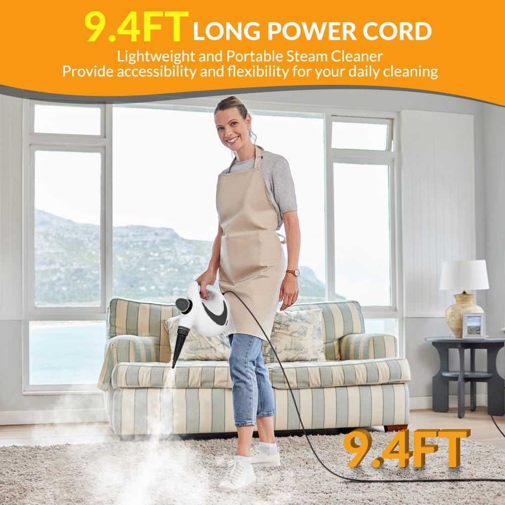 Pressurized Handheld Steam Cleaner for Home with 12 Accessories