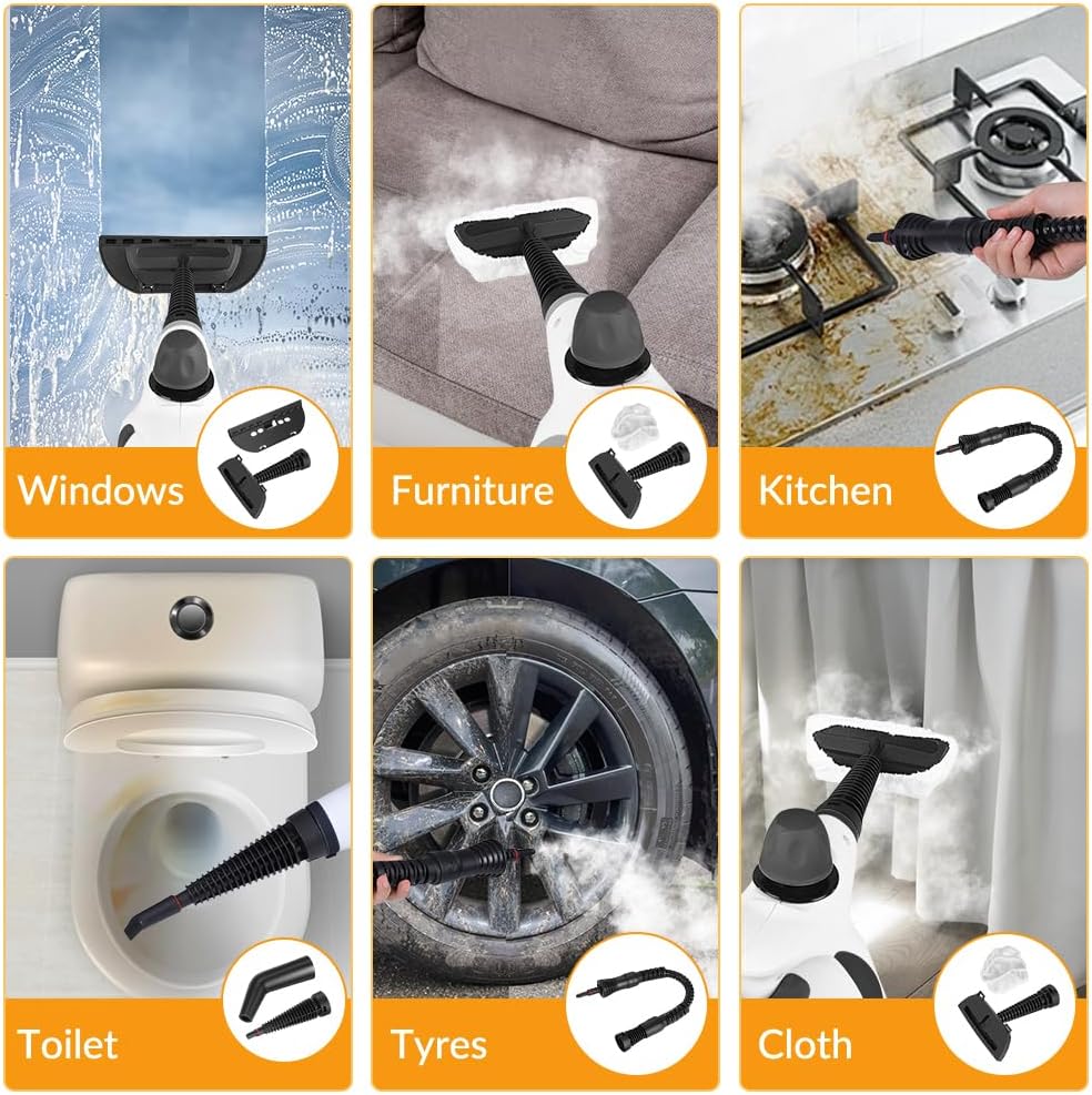 Pressurized Handheld Steam Cleaner for Home with 12 Accessories
