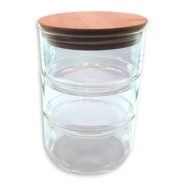 Stackable Glass Spice Jars with Bamboo Lids
